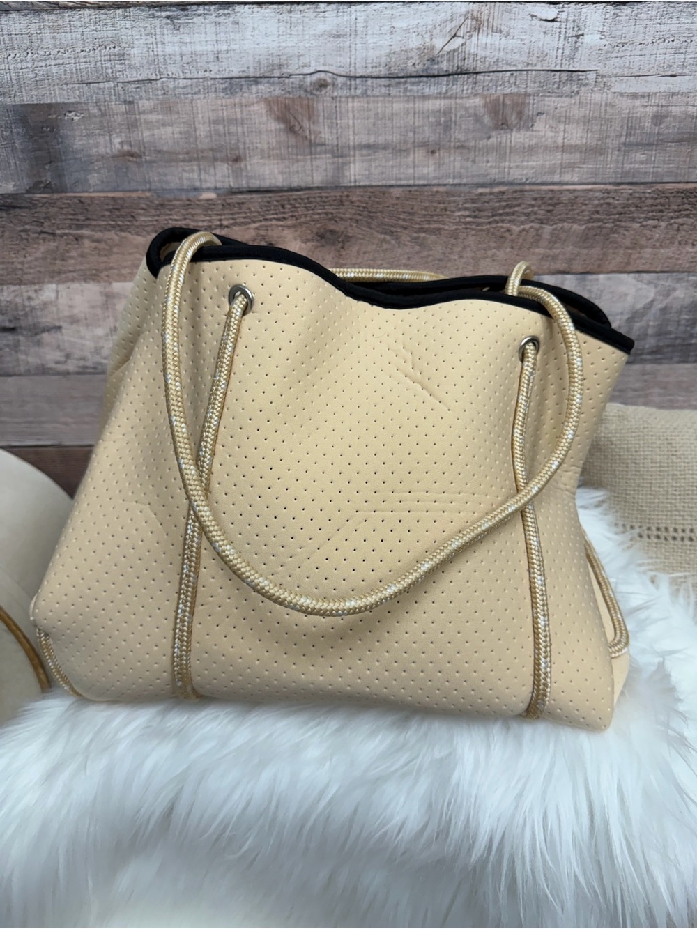 Polo Tribe Neoprene Cream Tote and Pouch